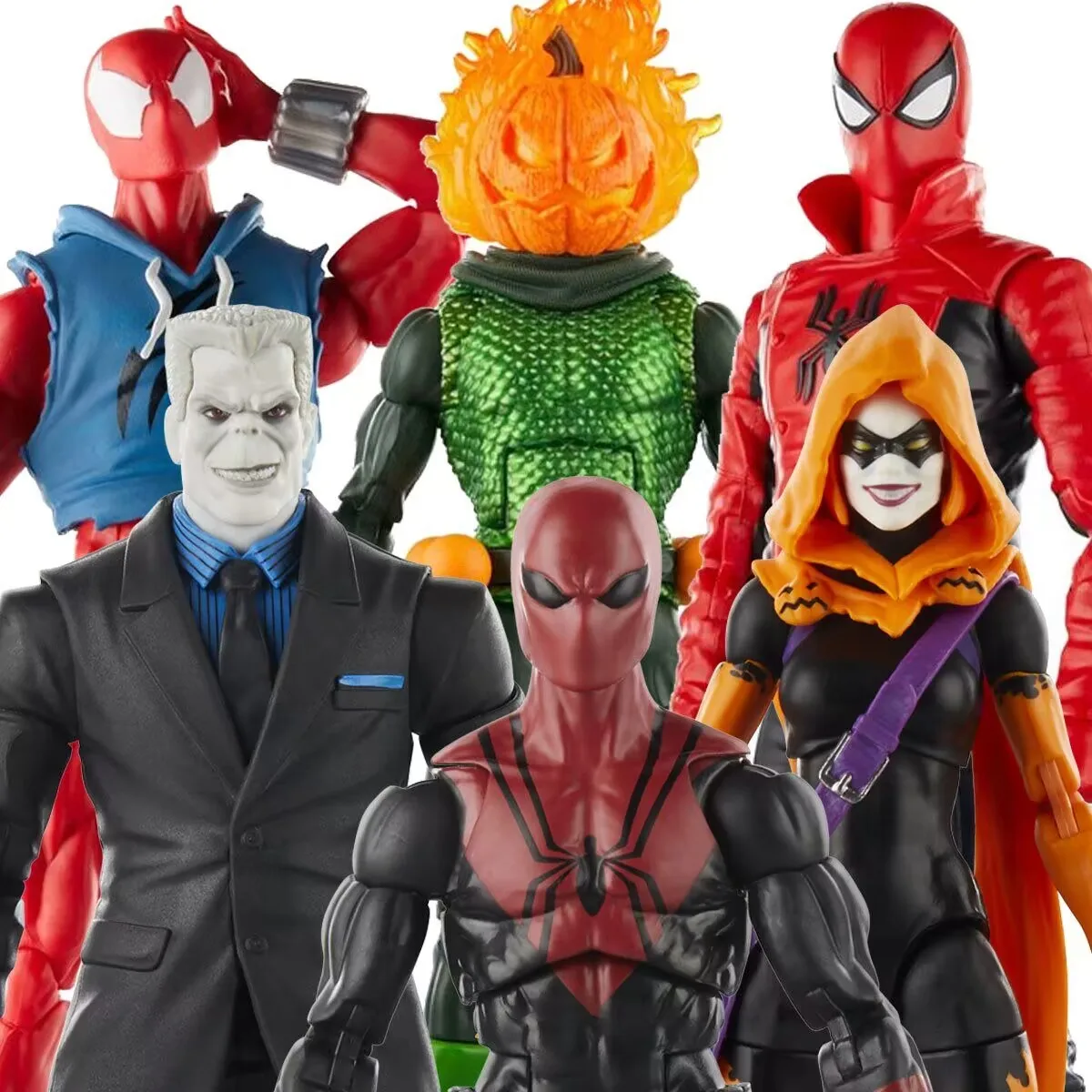 Figuras de acción de Marvel Legends, juguete Retro de Spider-shot, Scarlet, Last Stand, Spiderman, Jack O'lantern, Nochebuena, 6"