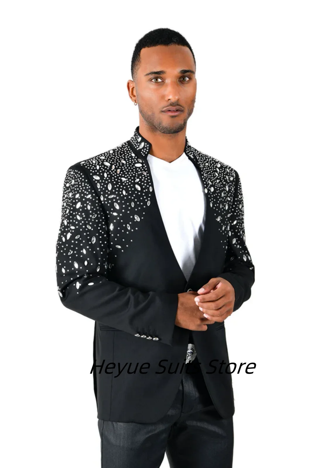 Luksusowe błyszczące diamenty Garnitury męskie Slim Fit Formalne smokingi ślubne dla pana młodego 2-częściowe zestawy Francuski styl Marynarki męskie Eleganckie Ropa Hombre