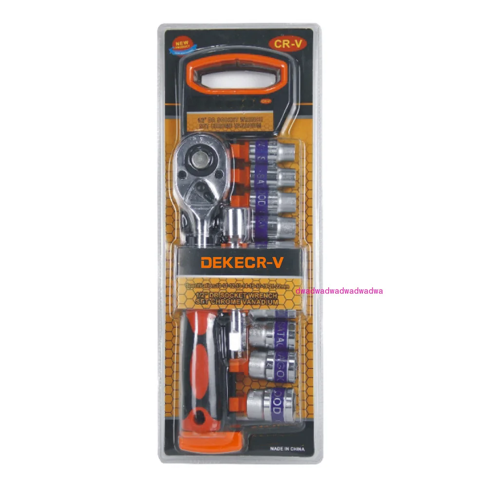 12-Piece ratchet wrench blue belt double blister set