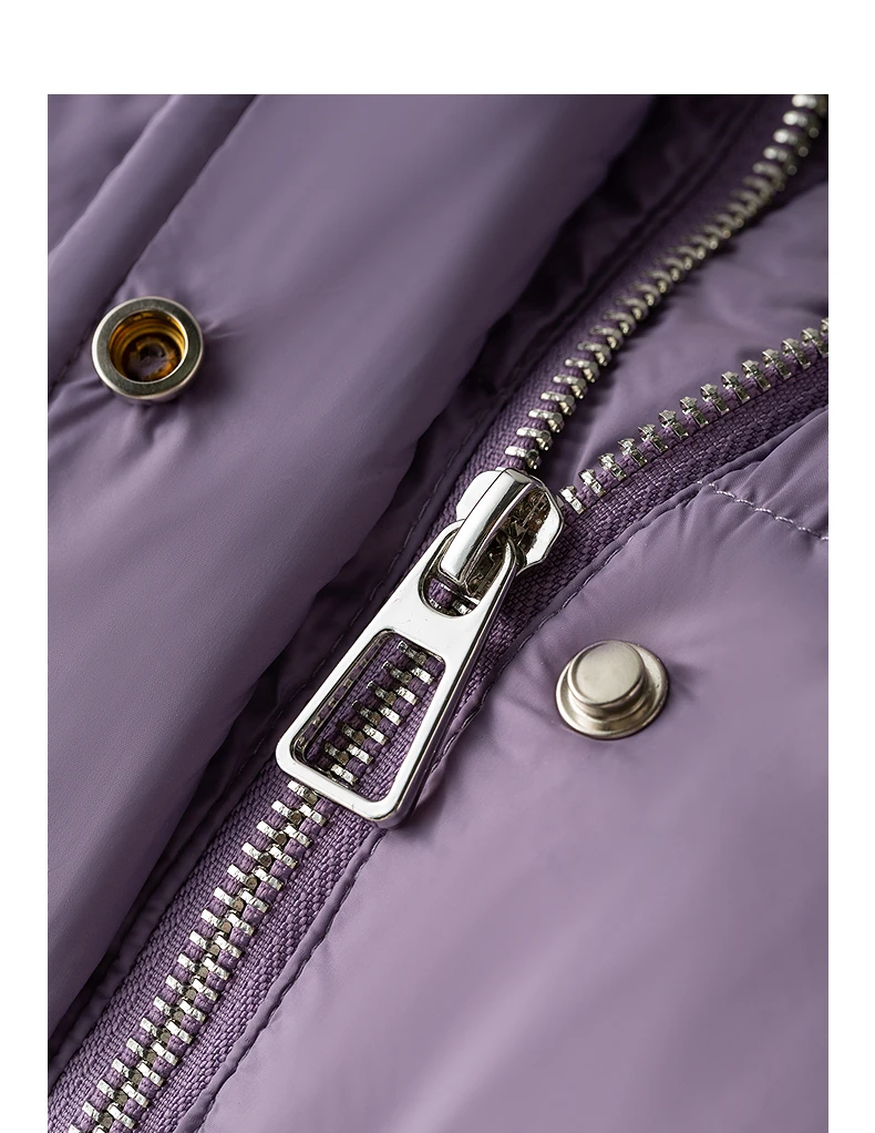 TOYOUTH Womens Down Jacket 2026 Winter New 90 White Duck Down Purple Hooded Large Pocket Warm Long Outerwear