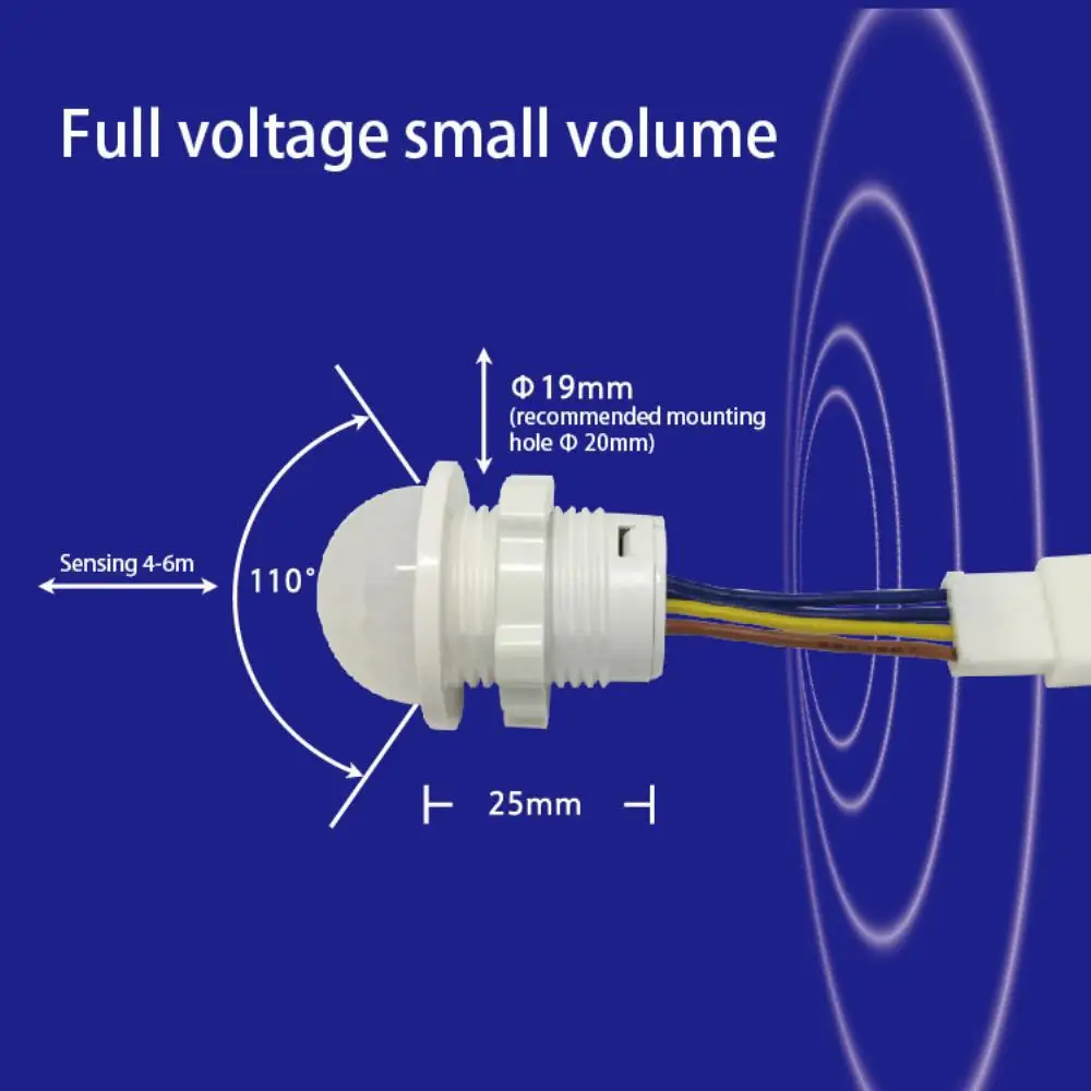 PIR Motion Sensor Detector, Interruptor Inteligente, LED PIR Sensor de Movimento Infravermelho, Detecção Automática de Luz, Corredor Banheiro, 110V, 265V