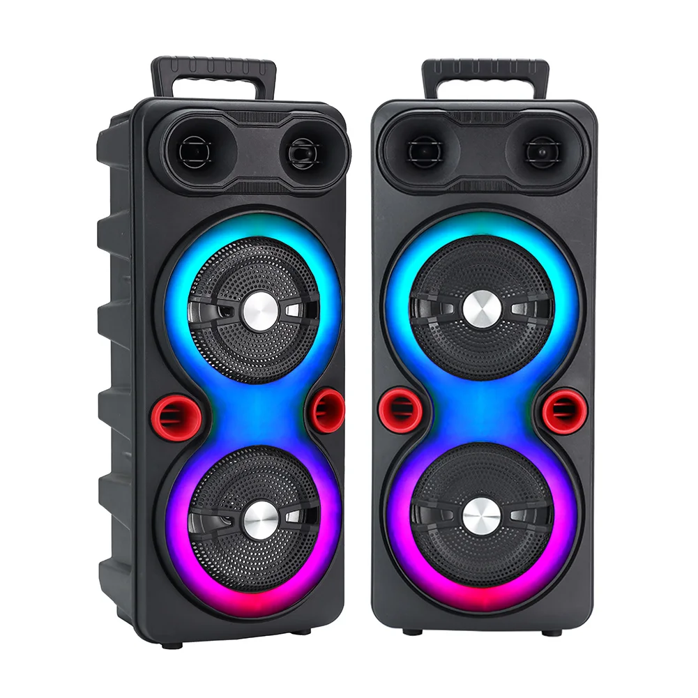 Outdoor Portable Speaker BT 5.0 6.5 Inch Stereo Subwoofer RGB Party Sound Box with Mic FM Radio Heavy Bass DJ System