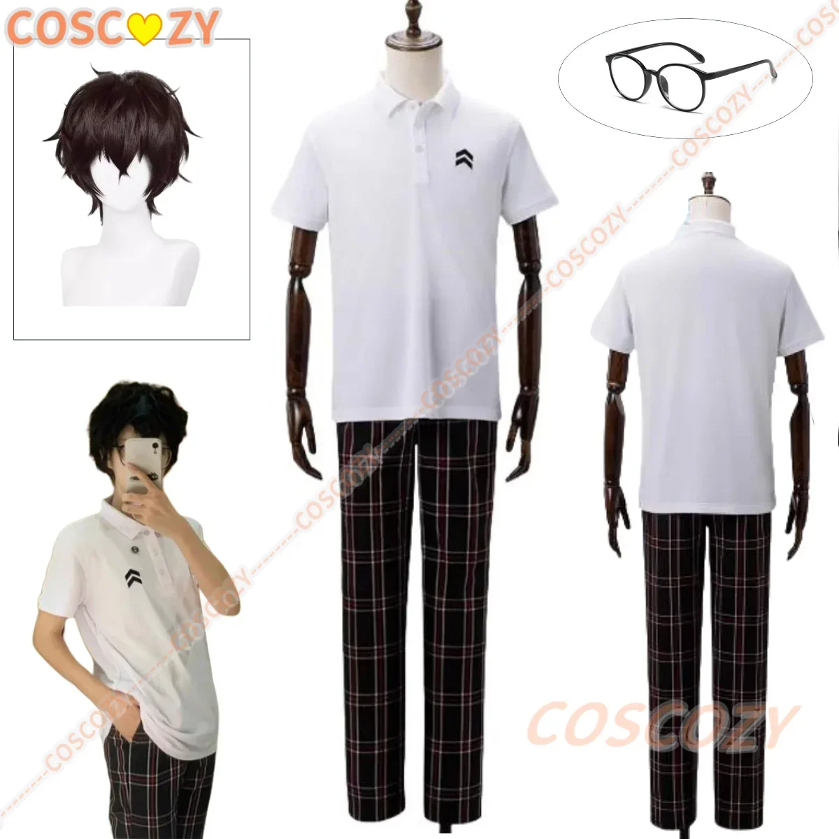 Personaaa 5 P5 Косплей DK Школьная форма Парик Shujin Gakuen Ren Amamiya Костюм Akira Kurusu Костюм Студенты Костюмы на Хэллоуин