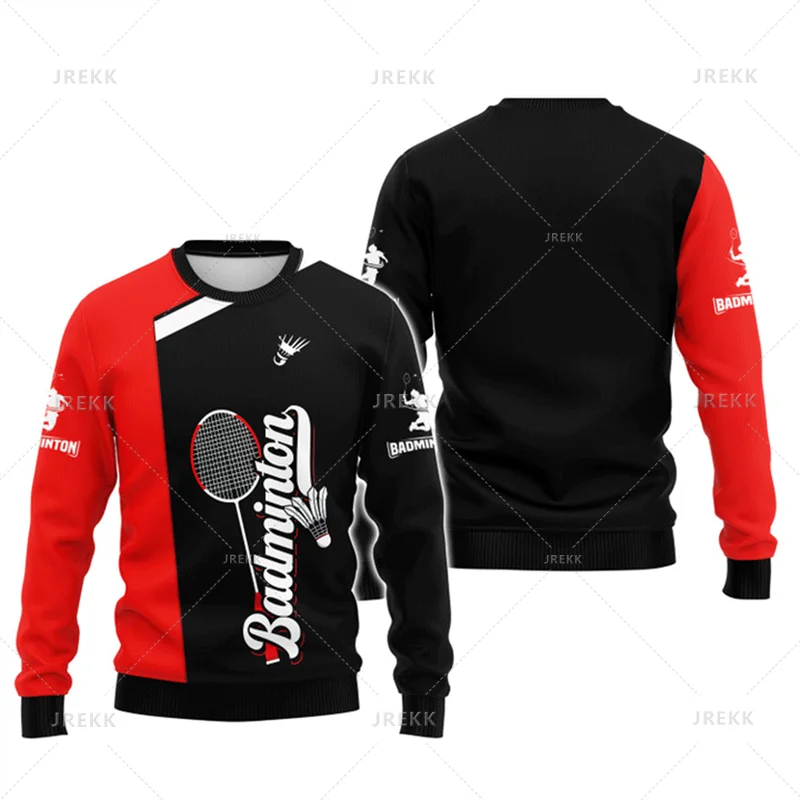 Men's Fashion 3D Sports Badminton Print Long Sleeve T Shirt For Men Cool Badminton Lovers Streetwear Clothing Kid Gym Casual Top