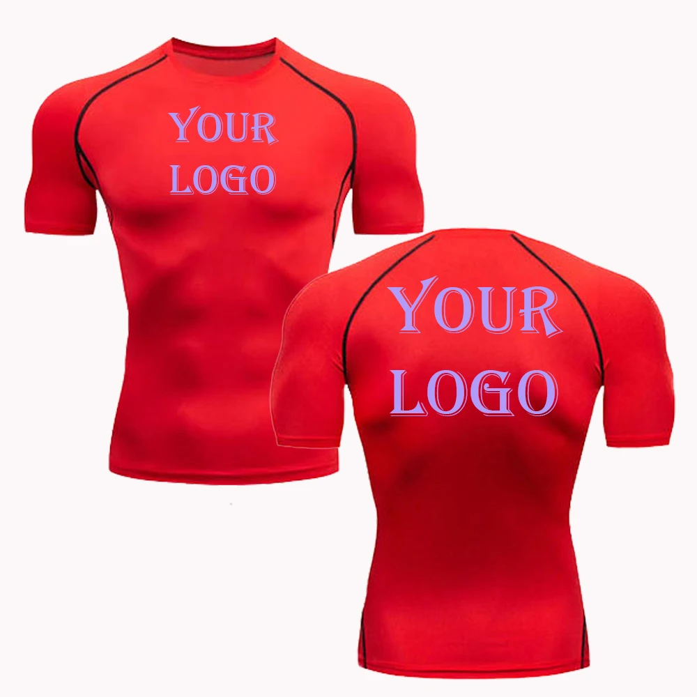 Brand Custom Printed Compression Tshirts for Men You Own Design Short Sleeve Gym Workout Quick Dry Athletic T-Shirt Running Tops