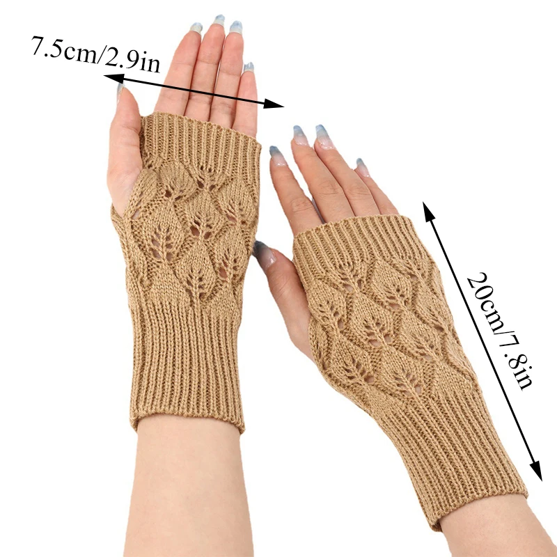 Gants Demi-Doigt Sans Doigts pour Femme, 1 Paire, Mitaines Douces, Chaudes, Chauffe-Mains, Automne et Hiver