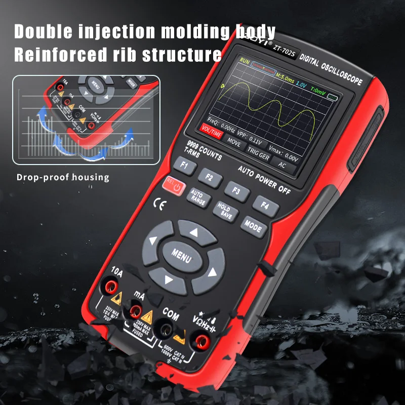 ZOYI ZT702S Digital Multimeter Auto True RMS Tranistor Probe Multimetro Meter 48M/S 10MHZ PC Waveform Data Storage Oscilloscope