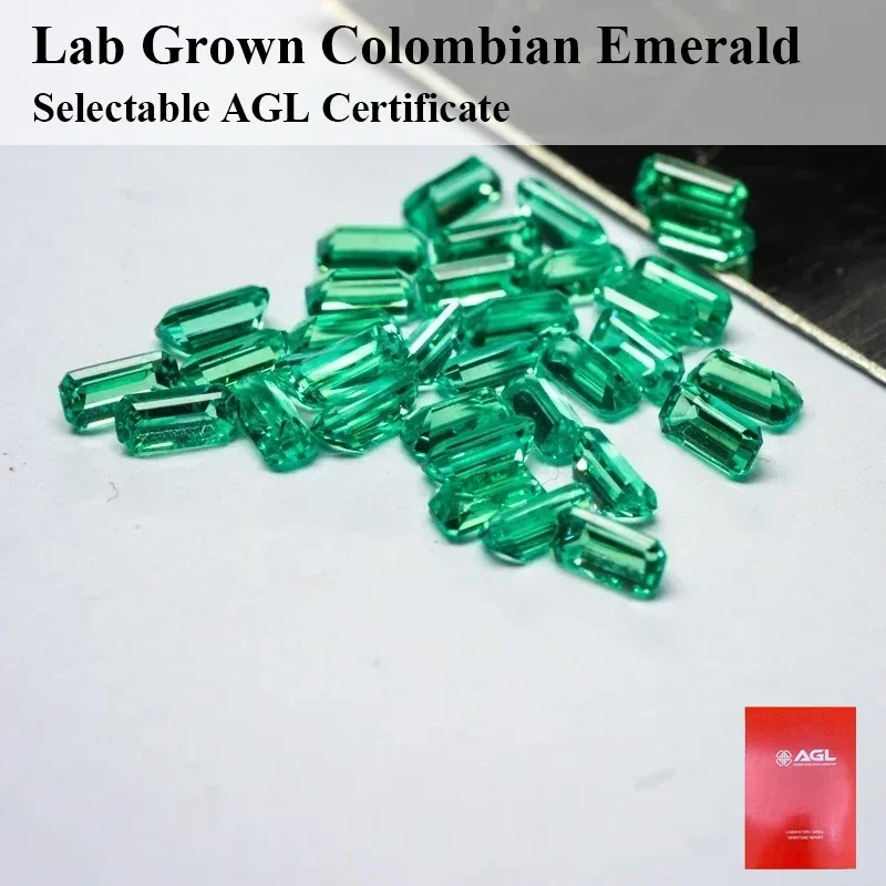 

Wholesale Lab Grown Columbia Emeralds Size 2x4mm Hydrothermal Emerald Hand Cut With Cracks Inclusions Inside Selectable AGL Cert