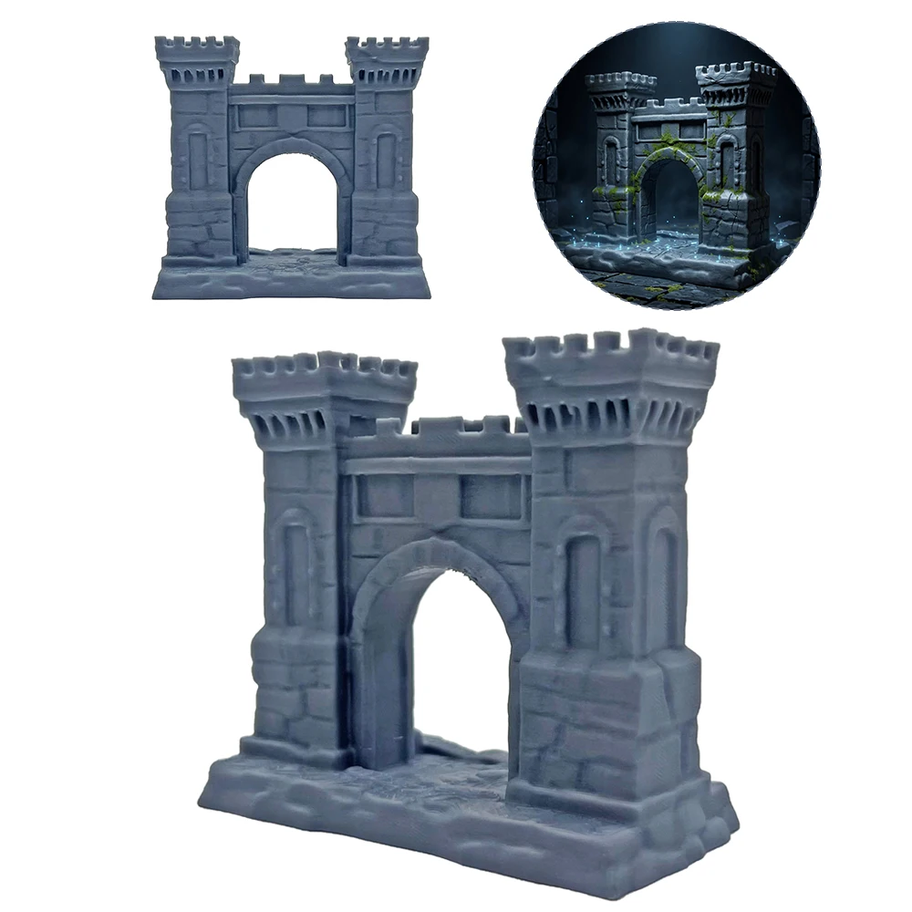 

3D Printed Castle Gate Scatter Terrain Scenery for DnD RPG Wargame Fantasy Medieval Gate Tabletop Miniatures