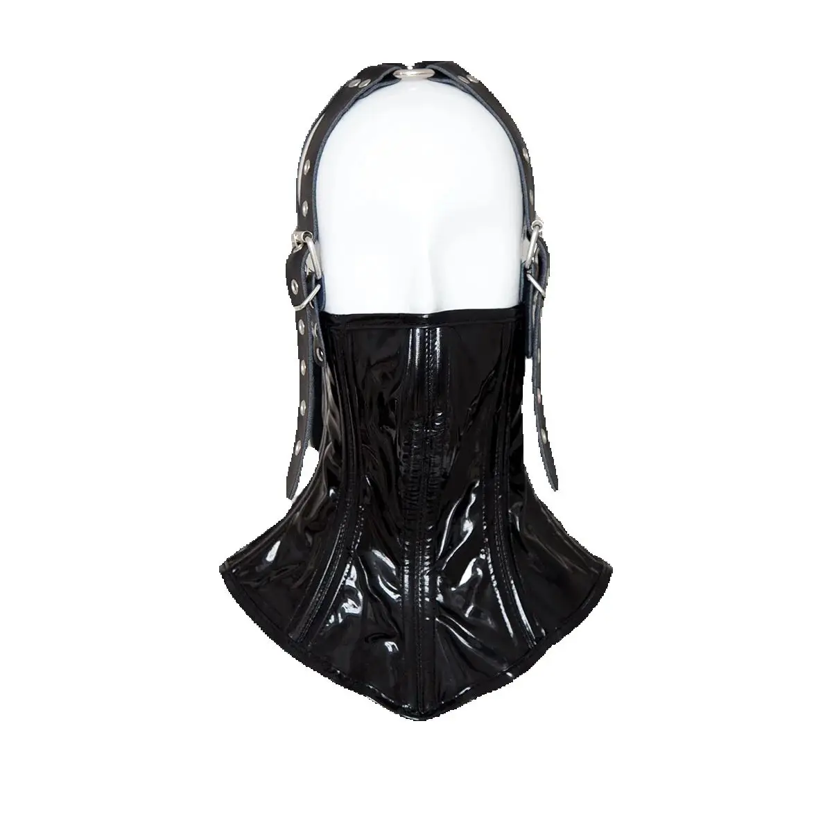 مثير Wetlook الجلود BDSM عبودية الياقات مع للجنسين قابل للقفل نصف قناع الوجه لصنم الرقبة ضبط النفس ألعاب الكبار الجنس لعب