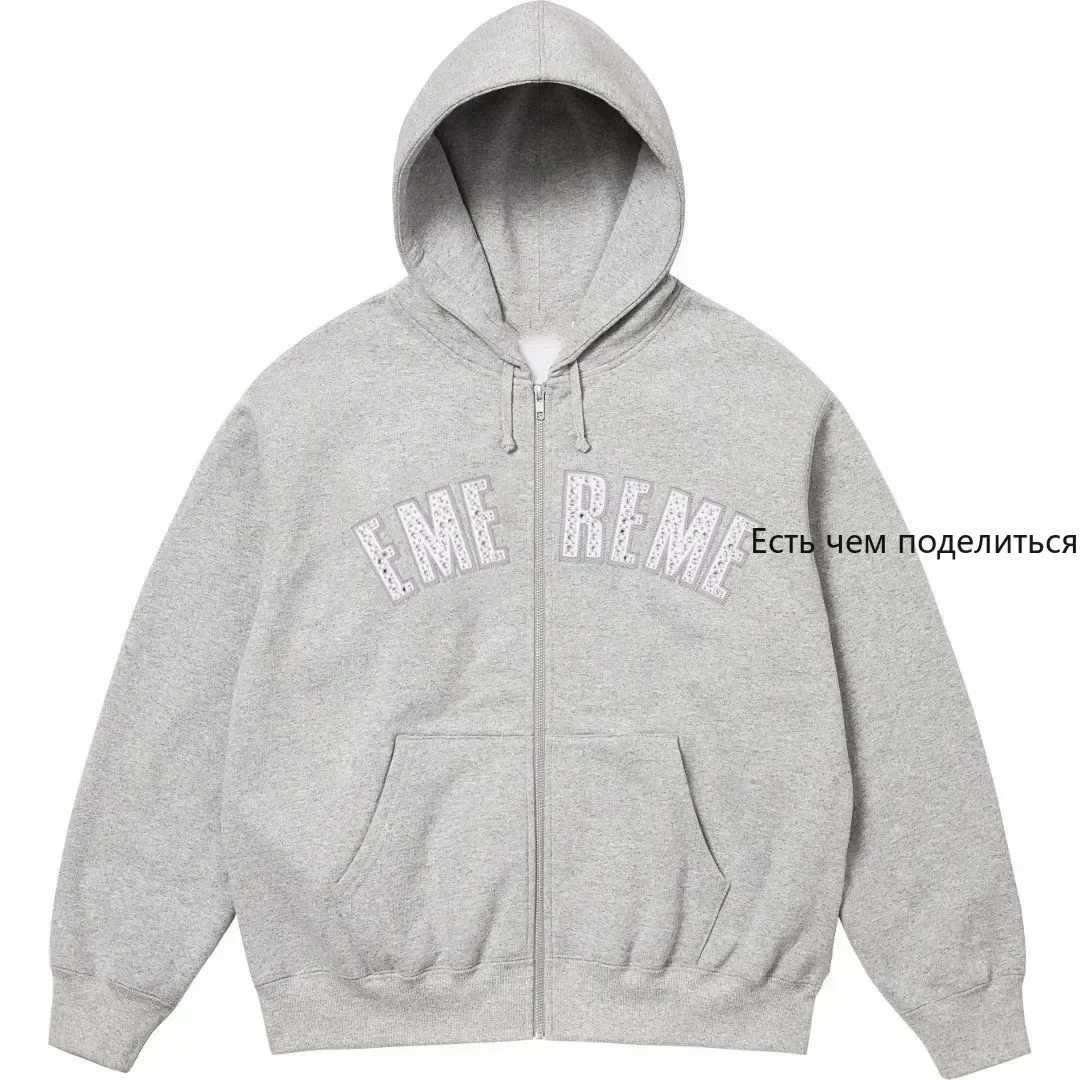 Oversized Hoodie Men Women Letter Print Zip Up Hoodie Winter American Streetwear Hip Hop Harajuku Sweatshirt Tops