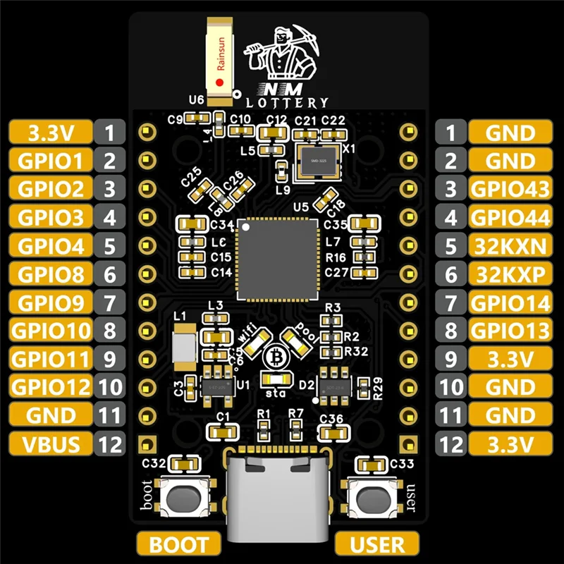 New-NM-Bot-Chain Nmminer Lucky BTC Solo Lottery Miner 120KH/S Higher Nerdminer V2 ESP32S3 Chain One By One Low Power