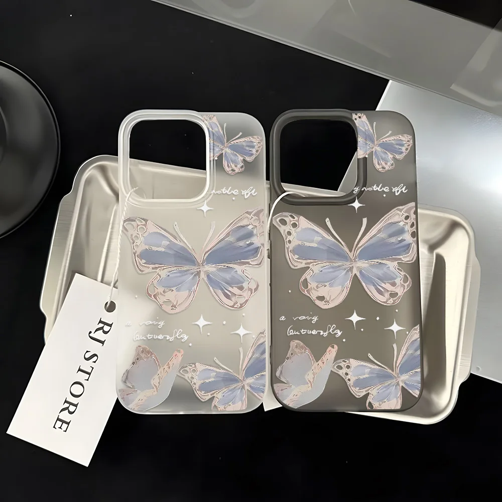 Cute Butterfly Phone Case For iPhone 16 Pro Max Case iPhone 11 12 13 14 15 15Pro Max 16 Plus 13Mini Cases Aesthetics Matte Cover