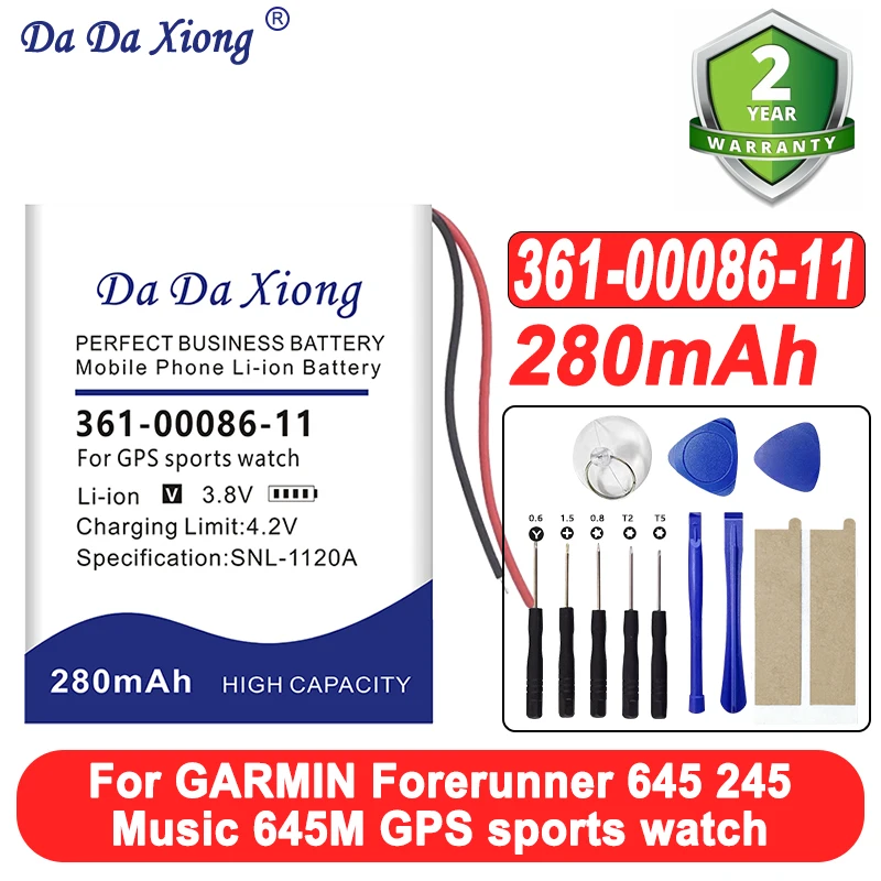 

Совершенно новый аккумулятор емкостью 280 мАч 361-00086-11 для GARMIN Forerunner 645 245 Music Forerunner645 645M GPS спортивные часы