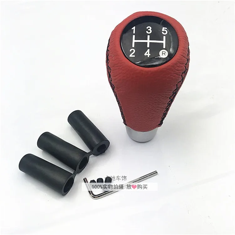 

5 Speed Car Red Line MT PU Leather Manual Gear Shift Knob Shifter Stick Lever Headball Fit For Honda Toyota Nissan Ford