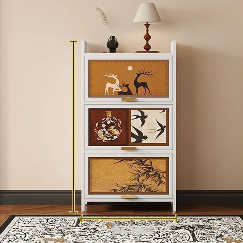 Zapatero Estrecho Blanco Estilo Asiático, Mueble de Almacenamiento de Zapatos de Lujo a Prueba de Polvo para Pasillo, Organizador de Zapatos, Muebles para el Hogar