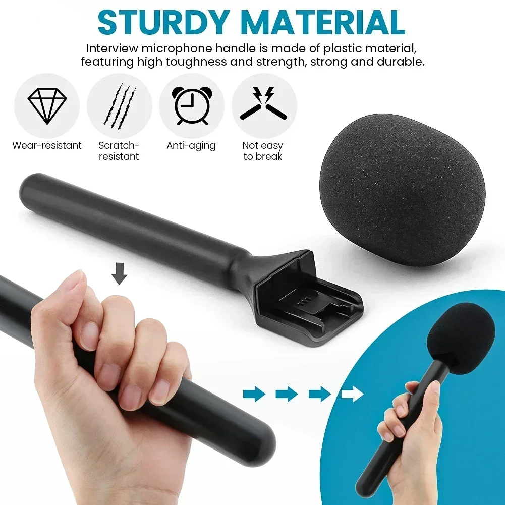 

Handheld Adapter Lightweight With Foam Interview Microphone Handle TV Reporter Wireless Cold Shoe Indoor Outdoor Fit For Rode Go