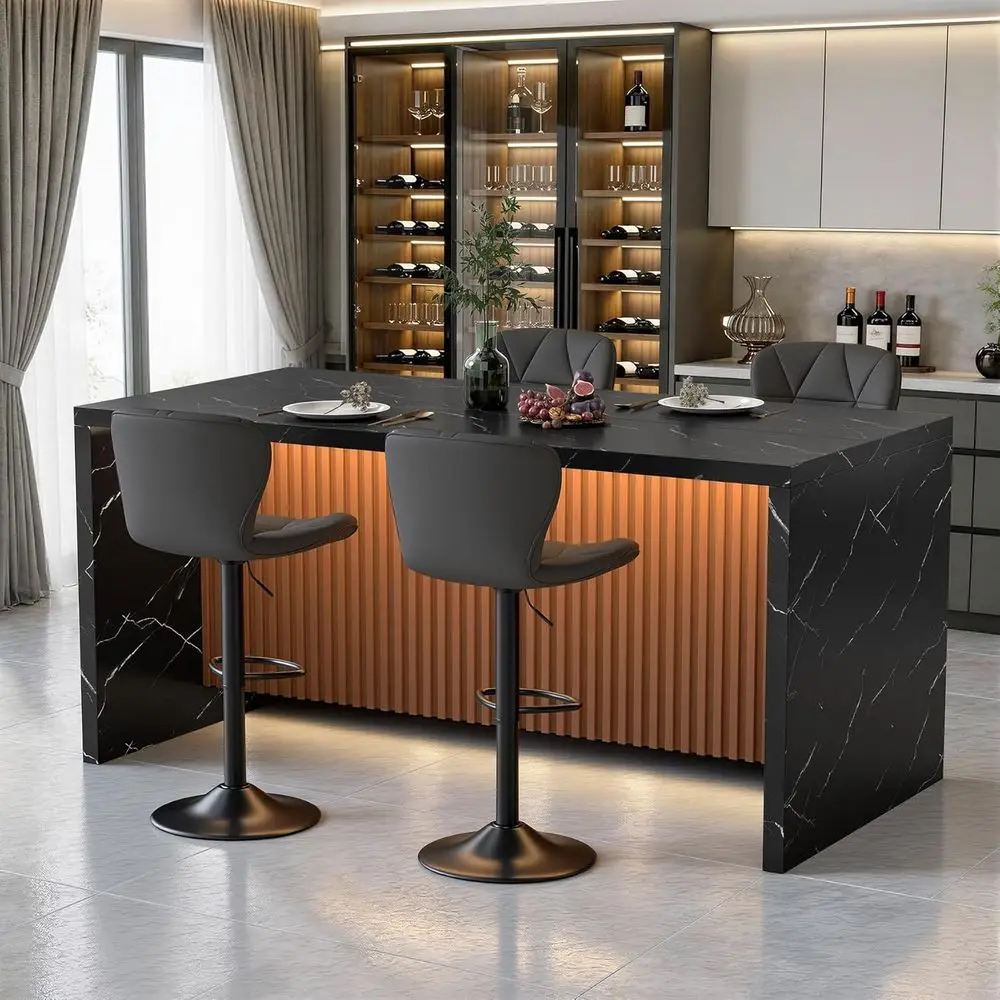 

67 Counter Height Marble Top Kitchen Island with 4 Bar Stools, Dining Set for Kitchen & Dining Room