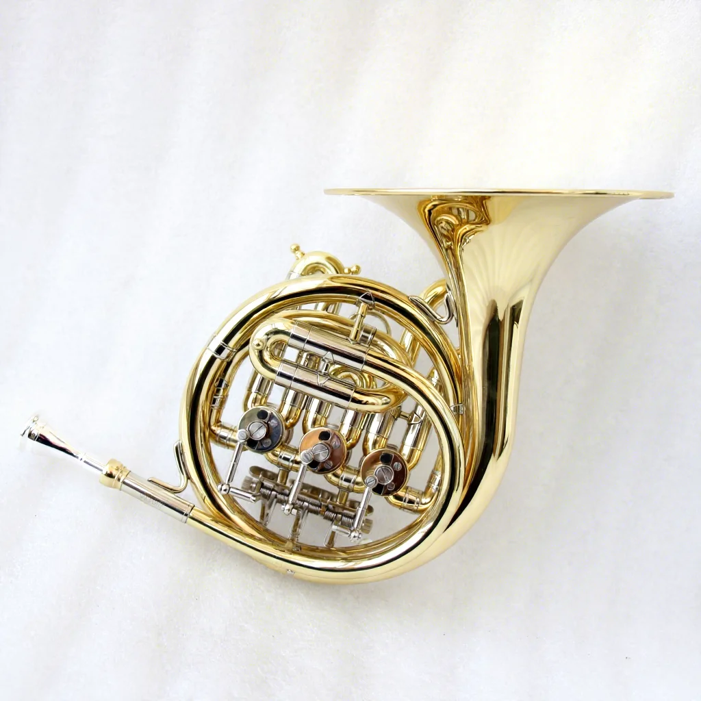 High Quality Gold Piccolo French Horn Bb Tone Mini Pocket French Horn with Case for Performance