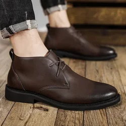 Bottes décontractées en cuir véritable pour hommes, bottes de rinçage noires, chaussures de bureau d'affaires, robe formelle, zones bre, 2024