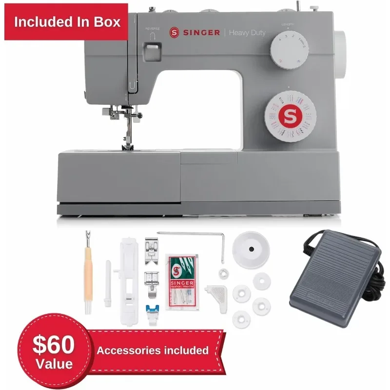 Heavy Duty Sewing Machine With Included Accessory Kit, 110 Stitch Applications 4432, Perfect For Beginners, Gray