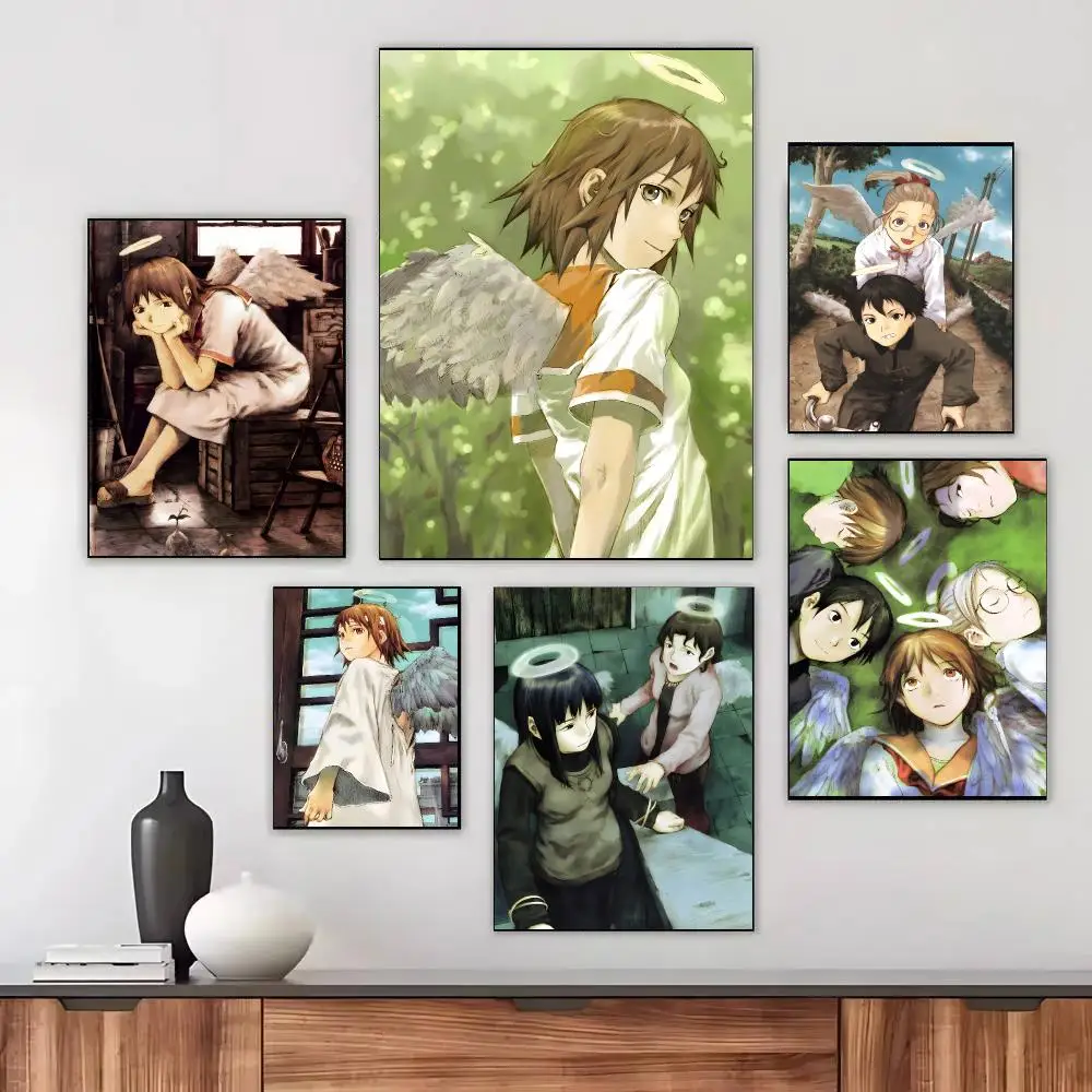 Hot Anime H-Haibane Renmei Poster Self-adhesive Living Room Bedroom Party Bar Decor Moisture-proof Fade-resistant