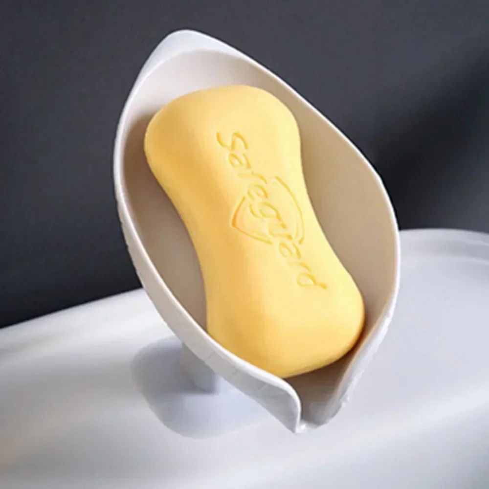 Leaf Shape Soap Box Drain Soap Holder  Suction Cup Tray Drying Rack for Shower Sponge Container Bathroom Accessories Kitchen