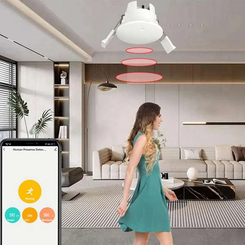 Abgr-tuya zigbee onda milimétrica 24ghz radar sensor de movimento detector de presença humana com detecção de luminância/distância ac220v