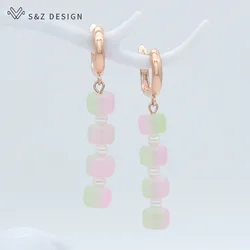 S&Z DESIGN New Arrivals Trendy Simple Colored Round Glass Dangle Earrings For Women Girl Party Fashion Temperament Jewelry Gift