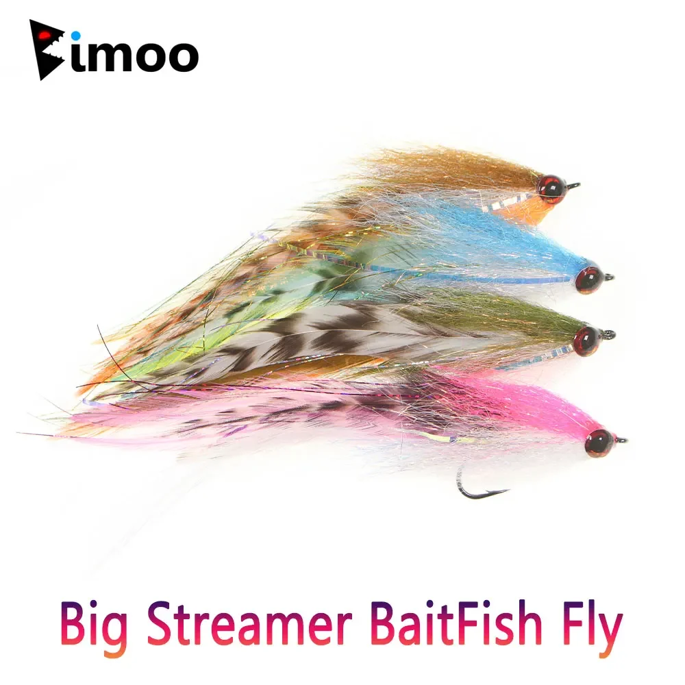 Bimoo Streamer 2/0 Plumas Flash Grizzly – Para trucha y lubina - imagen 2