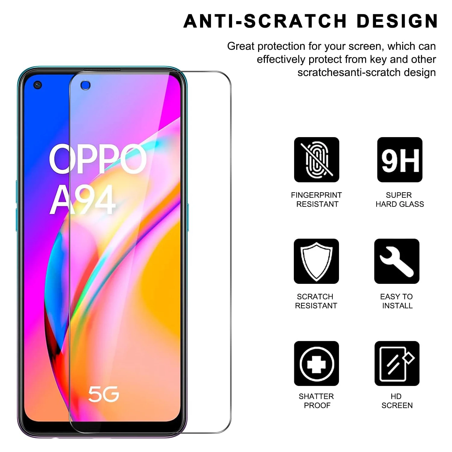 For OPPO A94 5G 4G Tempered Glass Screen Protector Glass Film