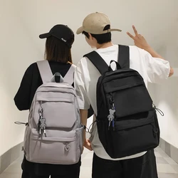 k-style college student large-capacity schoolbag women's casual campus backpack male junior high school student backpack pure color travel bag computer bag