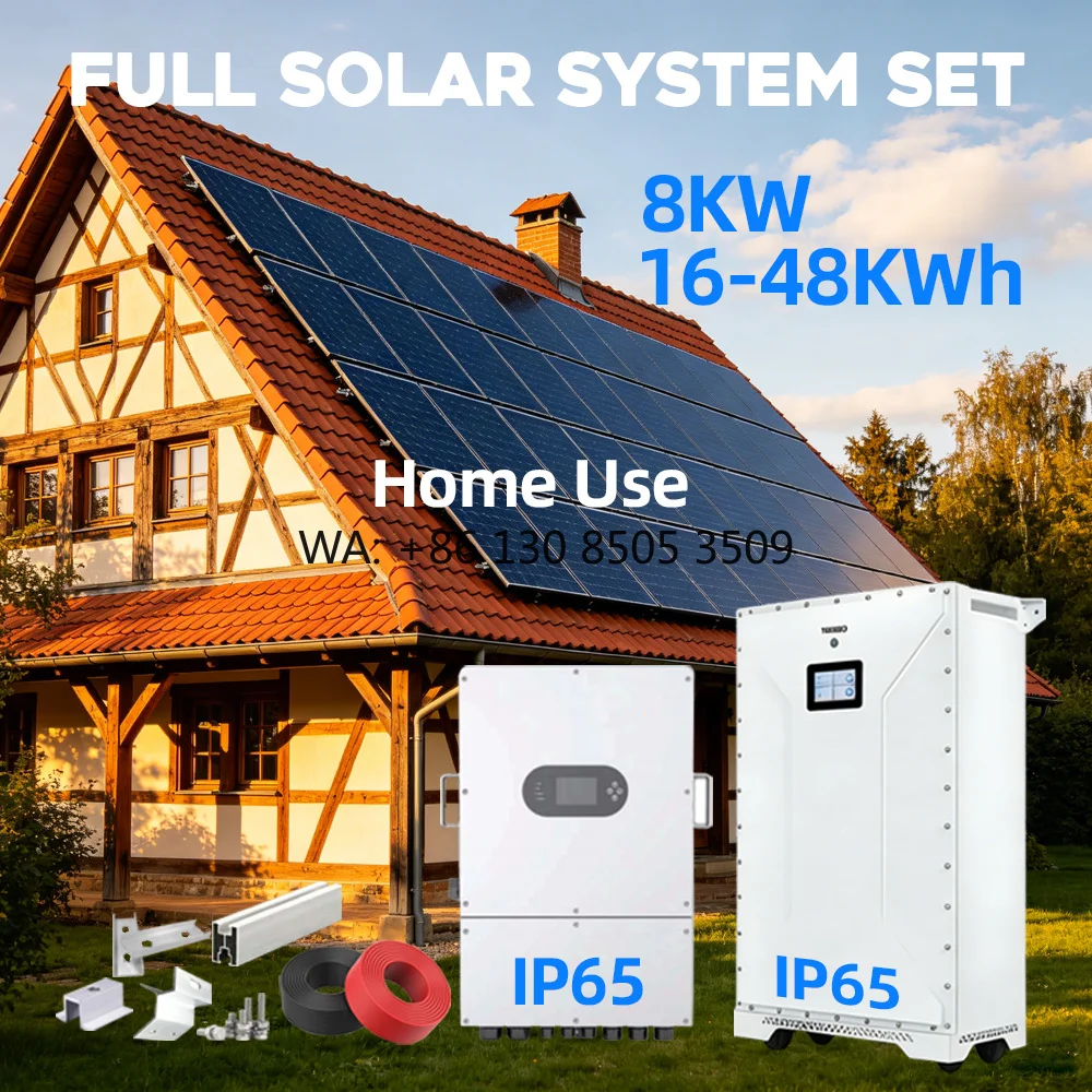 Complete Solar Energy System 8KW Inverter 15-48KWh Battery for Home, IP65 Complete Solar Kit with Photovoltaic Panel System
