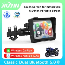 5 Inch Draagbare Motorfiets Auto Spelen Scherm Gps Lcd-Scherm Ipx7 Waterdichte Monitor Voor Draadloze Apple Carplay Android Auto