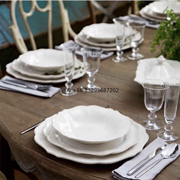 

Unique Design Dinnerware White Irregular Shape Ceramic Dinner Set for Restaurant