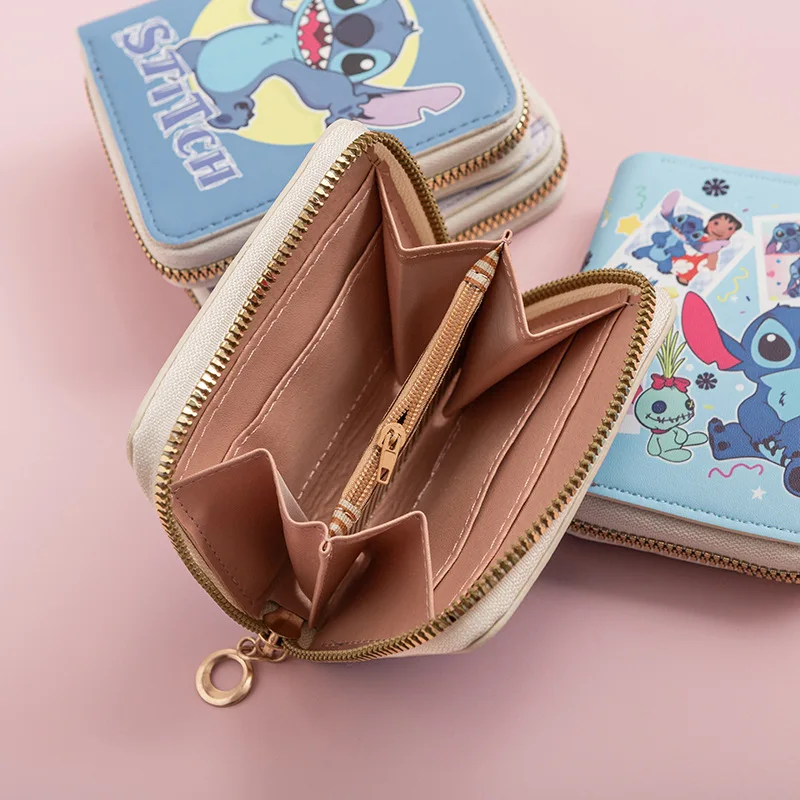 Stitch Wallet Short Zipper Print Student Cartoon Mini Wallet Coin Purse Card Holder Birthday Present Anime Figure  Disney