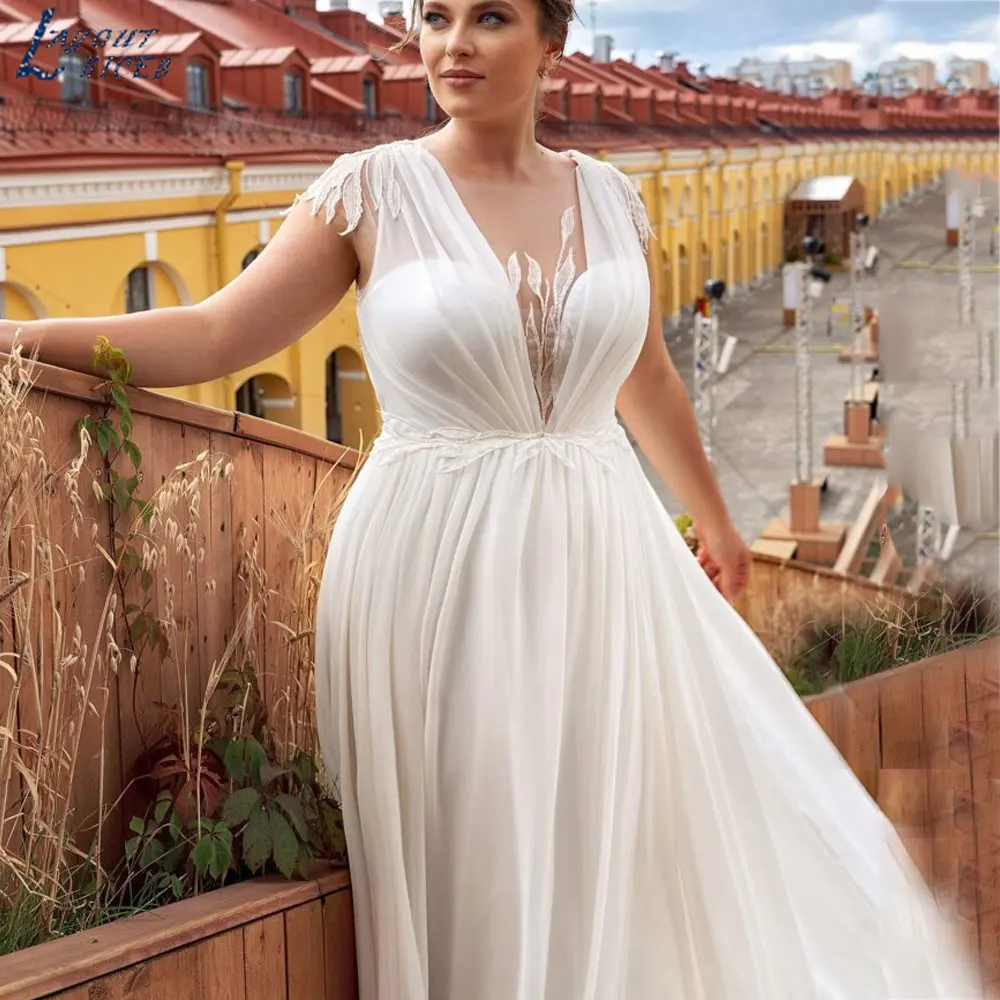 LAYOUT NICEB abito da sposa moderno in Chiffon con scollo a v semplice maniche corte senza schienale abiti da sposa a-line su misura vestido brancoLAYOUT NICEB abito da sposa moderno in Chiffon con scollo a v semplice