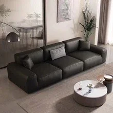 طبقة أولى مصممة بسيطة، أريكة جلدية مستقيمة الصدر من جلد البقر