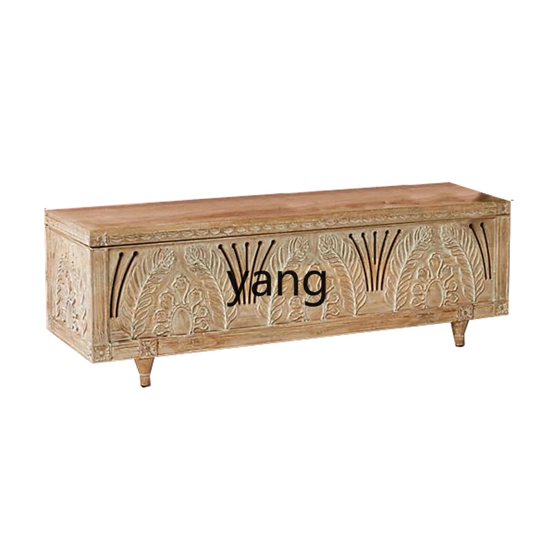 

Yhl Shoe Changing Stool French Log Antique Distressed Curio Cabinet Storage Stool Bed End Stool