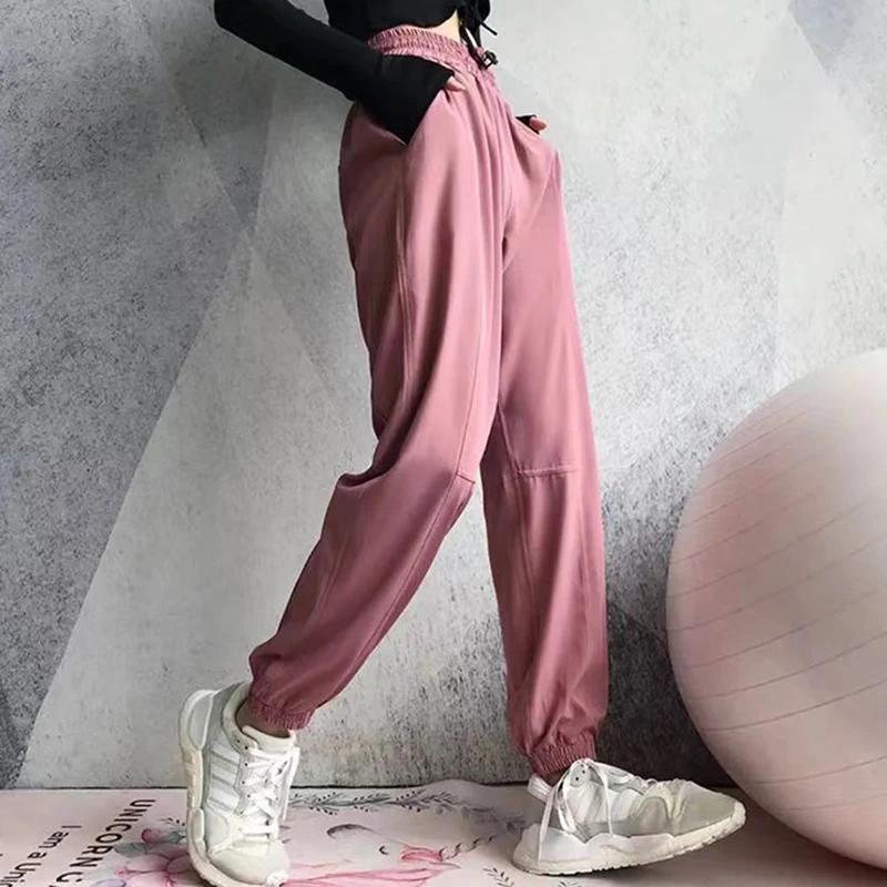 Women Loose Jogger Pants High Waist Elastic Sport Running Trousers With Pocket Gym Workout Harem Pant Sportswear Yoga Sweatpants