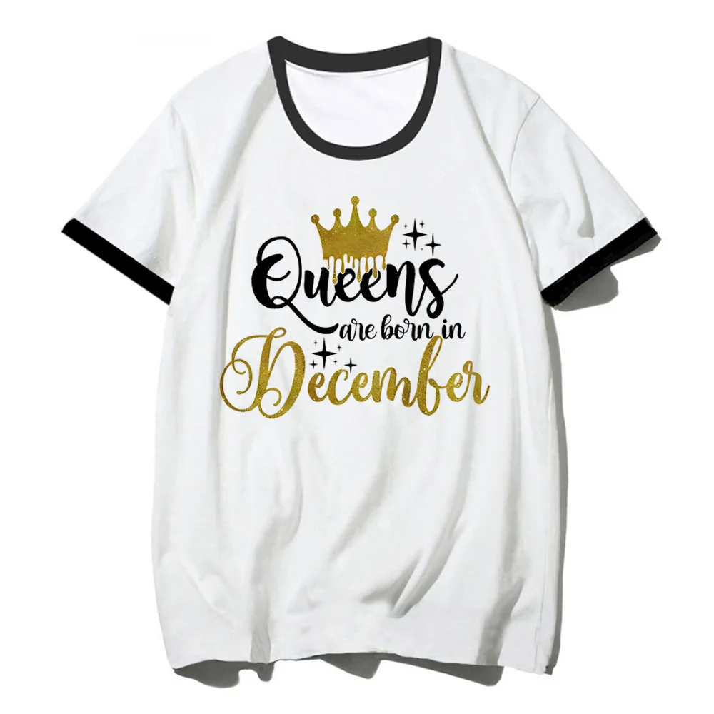 

Golden Crown Queen Are Born in January to December Tee women Japanese funny Tee female funny streetwear clothing