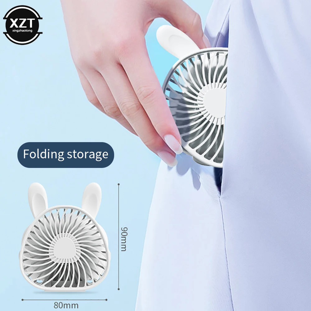 New USB Rechargeble Hanging Neck Fan Folding Mini Portable Small Fans Handheld Desktop Camping Pocket Silent Fan