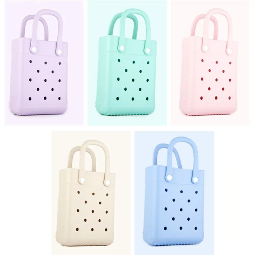 

Tote Bag Waterproof Cartoon Colorful Handbags Mini Portable EVA Handbags with Hole Sandproof DIY Phone Bag Vacation