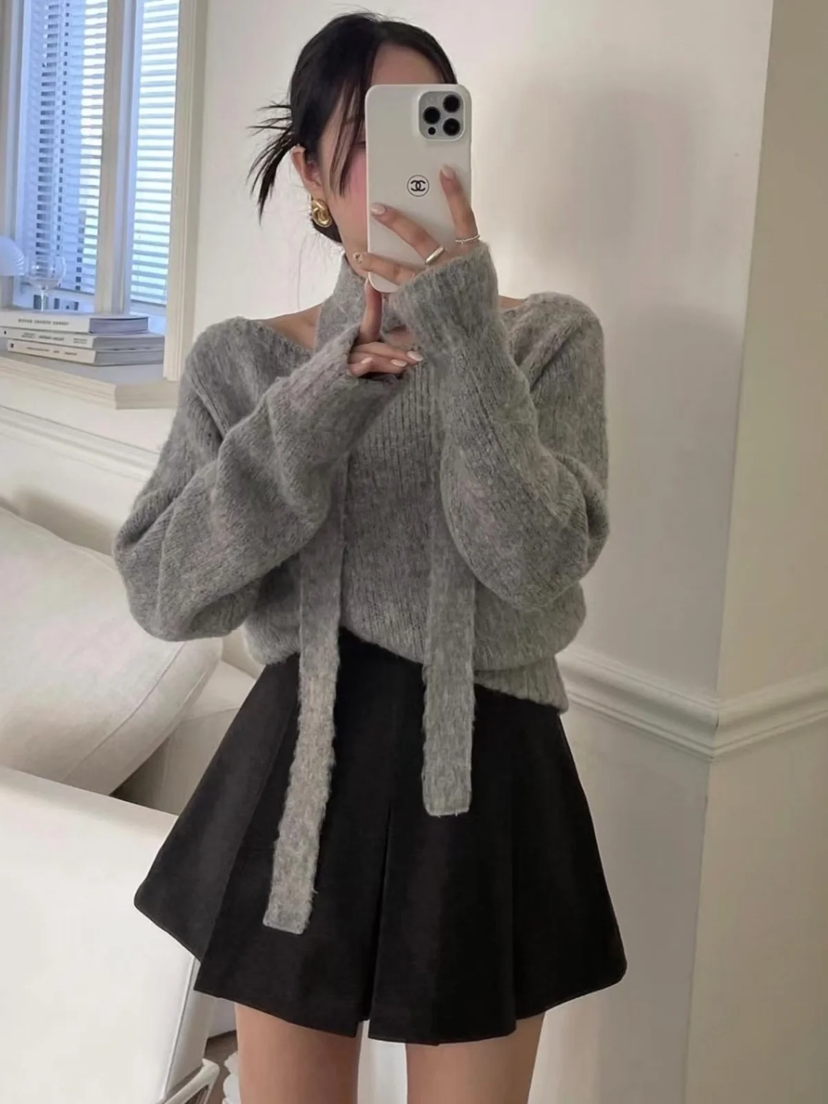 Retro Off-oulder Knitwear Women's Spring New One-oulder Elegance Subtle Ne Hanging Sweater Sli Top