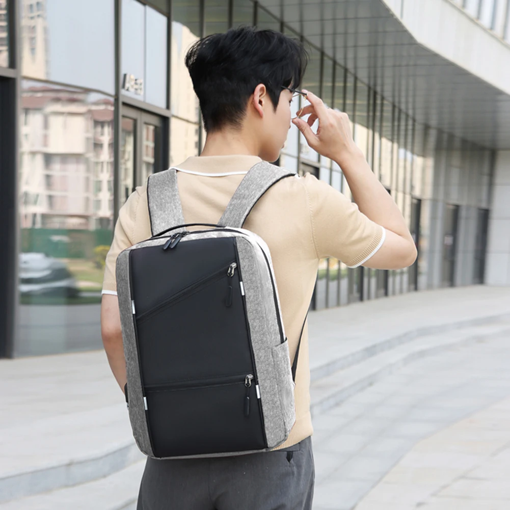 

3Pcs Casual Bag Set Laptop Backpack Travel Book Bag Multifunction Simple Chest Bag With USB Interface for Business Trip