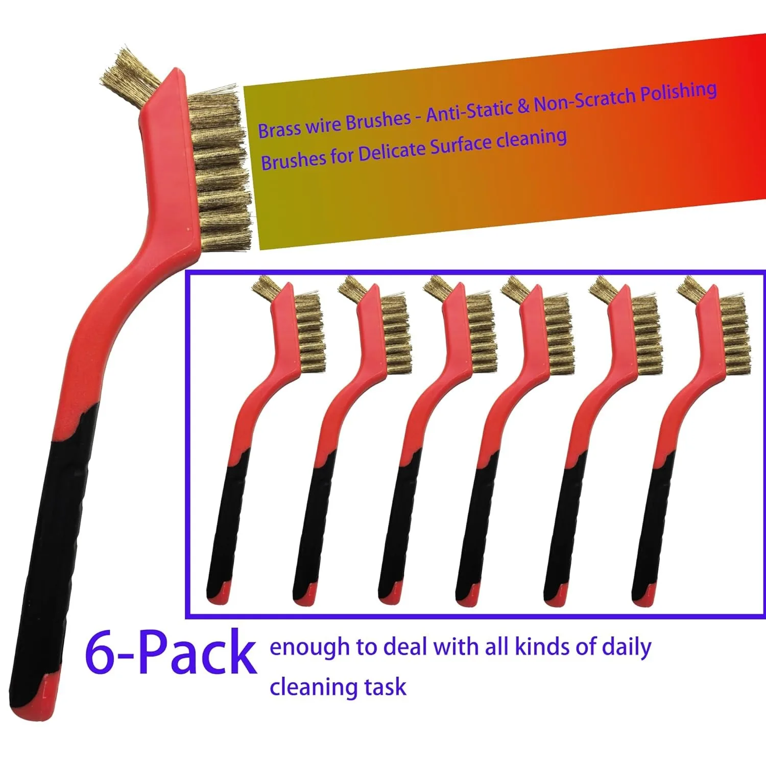 6 Pcs Brass/Nylon/Stainless Steel Wire Cleaning Brush Set  Anti-Static Non-Scratch Polishing Brushes for Delicate Surfaces