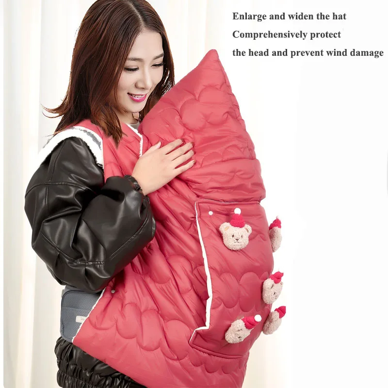 Baby Wrap Carriage Cloak Cute Bear Warm Windproof Blanket Baby Shawl A/W Outdoor Baby Stroller Carrier Cover Hooded Carrier