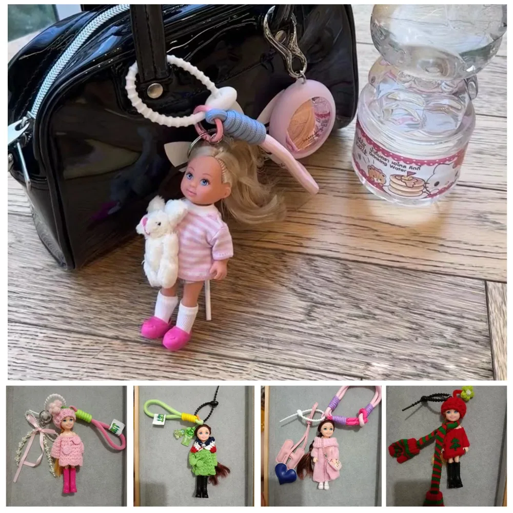 New Cute Doll Pendant Hanging Backpack Ornament DIY Change Clothe and Hair Bag Charm Car Key Ring Bag Decoration for Barbie Doll