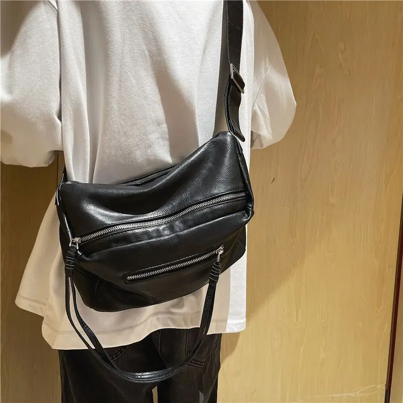 Square Soft PU Leather Ladies Messenger Bag 2022 Simple Fashion Casual All-match Shoulder Bag Japanese Trendy Brand Chest Bag