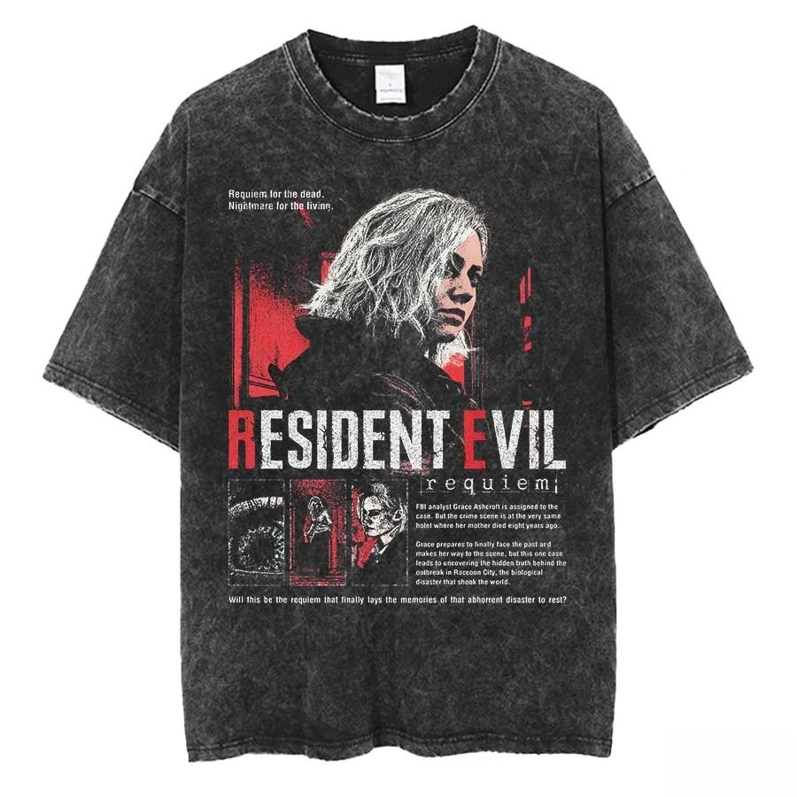 あ*を様 00S biohazard Resident Evil ゲームTee Biohazard Resident Evil Leon Kennedy Chainsaw Man Acid Wash
